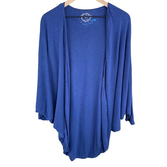 Blue Life navy blue cocoon dolman open front long sleeve jacket cardigan small - Picture 1 of 10